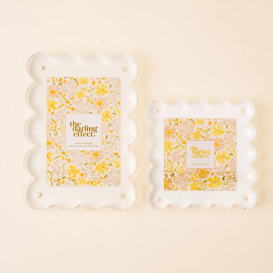 Scalloped Acrylic Frame-White