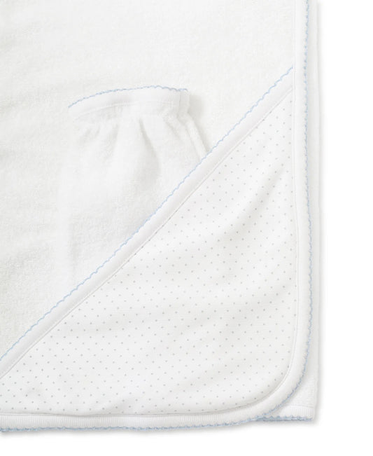 Hooded Bath Towel - Blue/White Dots