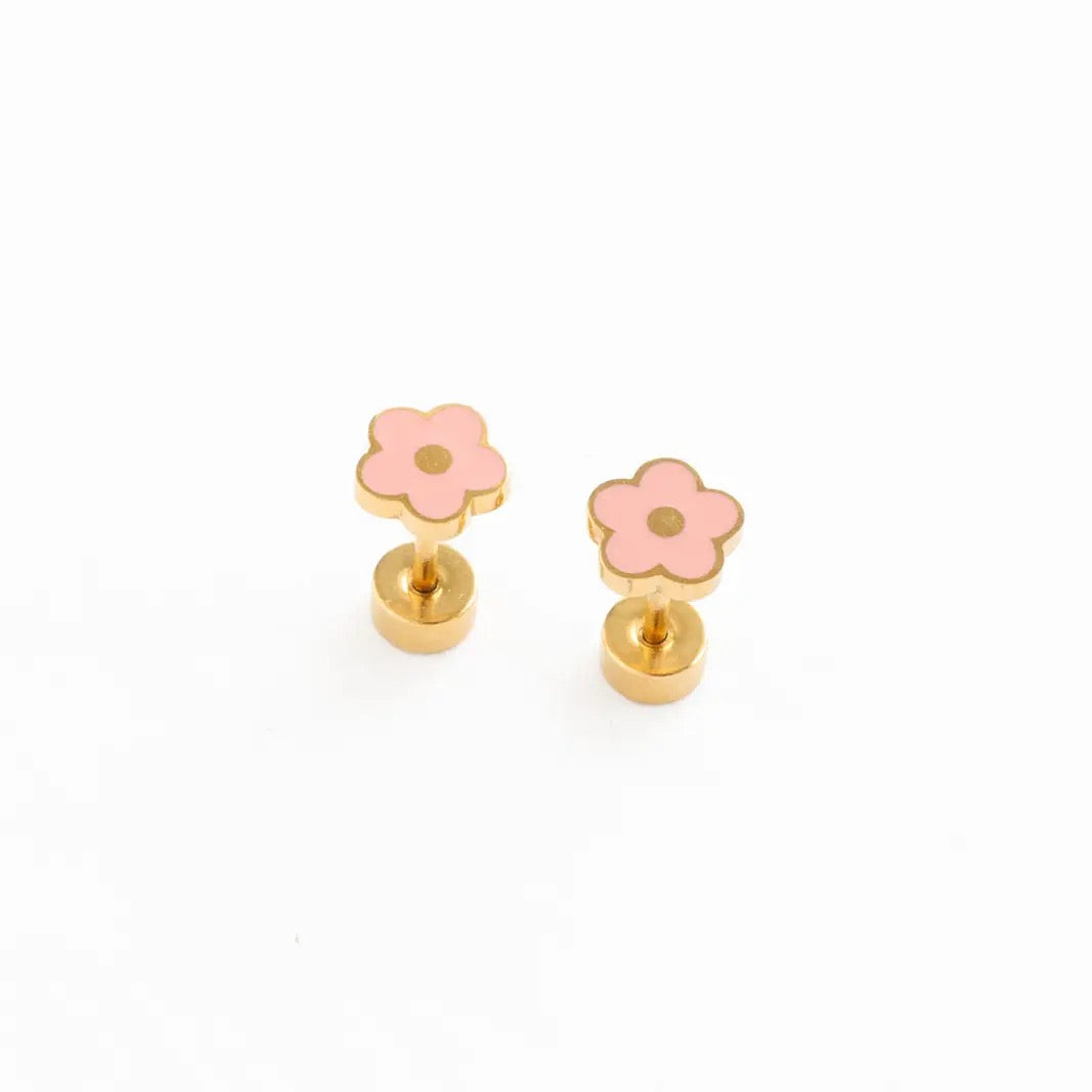 Pink Flower Earrings