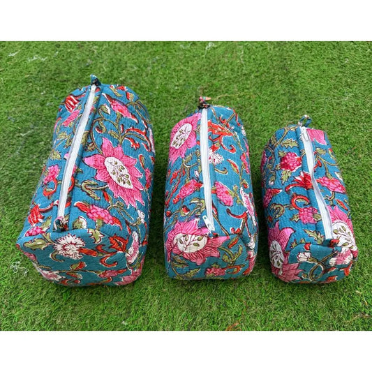 Floral Quilted Cosmetic Bags
