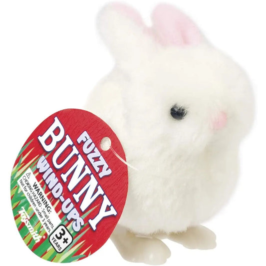 White Fuzzy Bunny Wind Up Toy