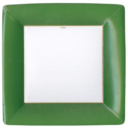 Square Paper Dinner Plates - Hunter Green