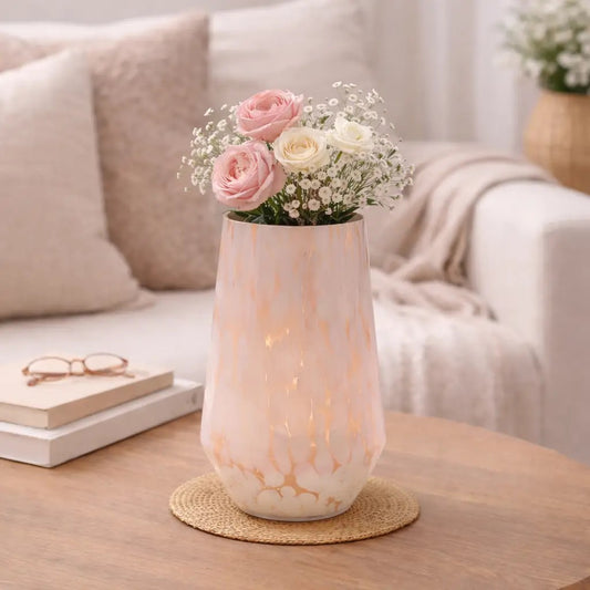 White Splutter Hurricane Glass Vase