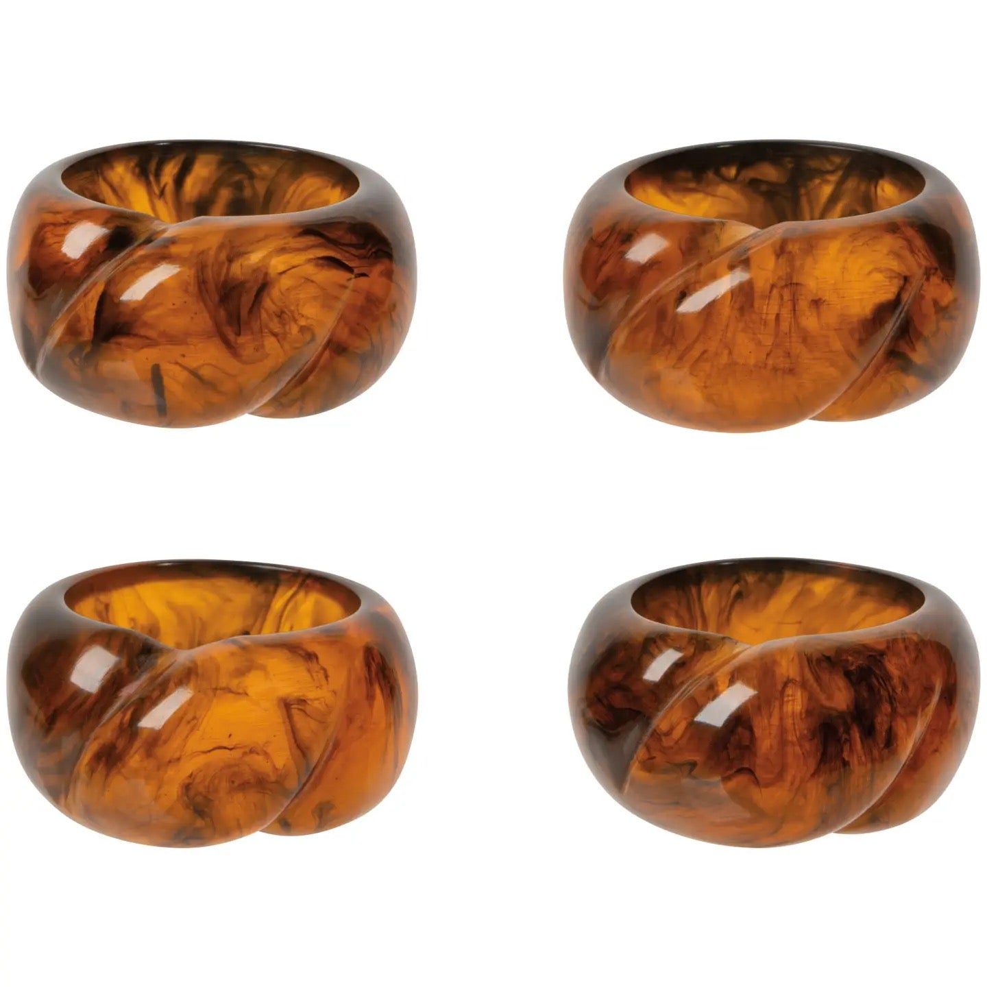 Tortoise Shell Resin Napkin - Ring Set of 4