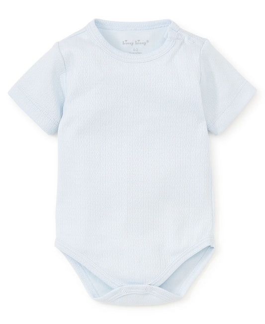 Pointelle Short Sleeve Bodysuit - Blue