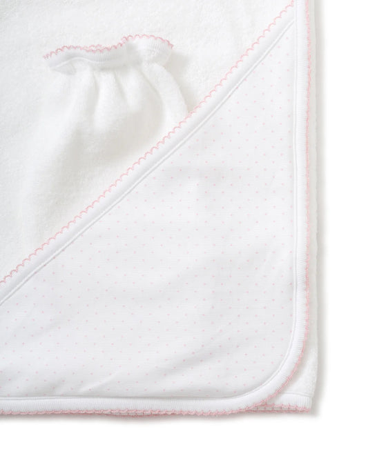 Hooded Bath Towel - Pink/White Dots