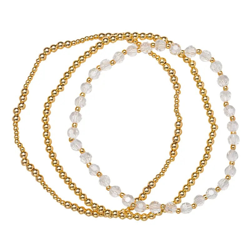 18K Gold Plated clear Beaded Bracelet set