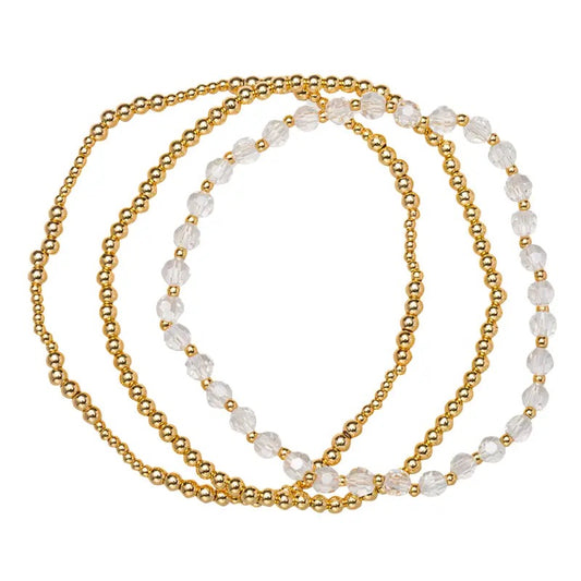 18K Gold Plated clear Beaded Bracelet set
