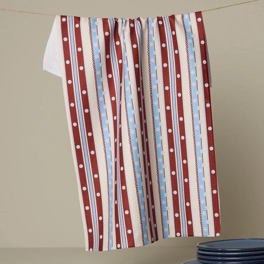 Blue Skies Stripes Tea Towel