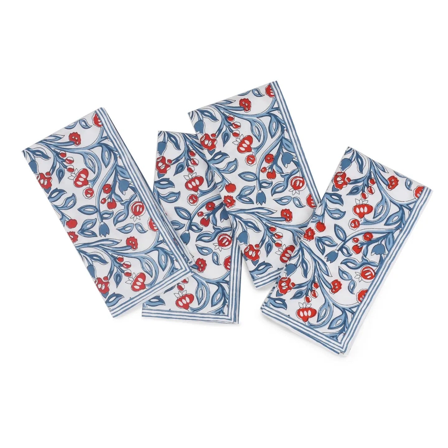 Chic Contrast Block Print Cotton Napkins