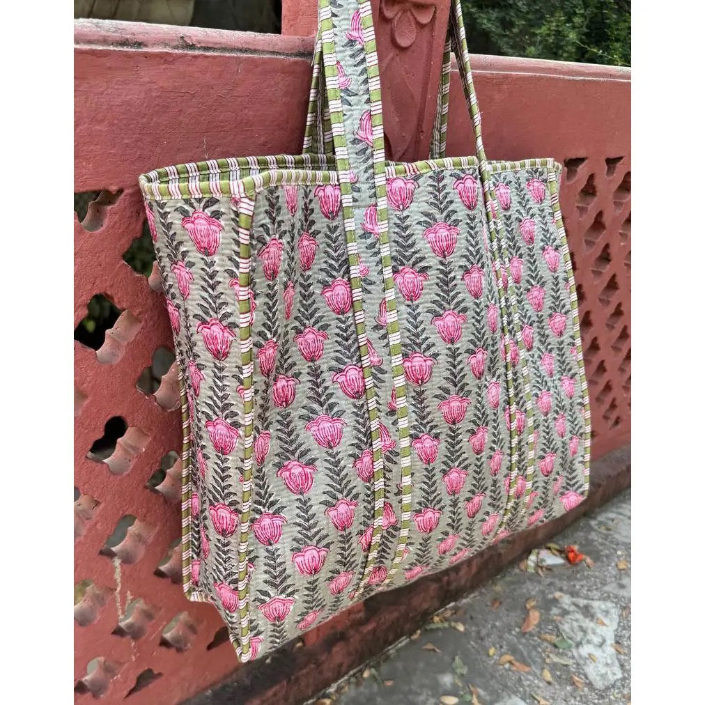 Floral Quilted Tote Bag