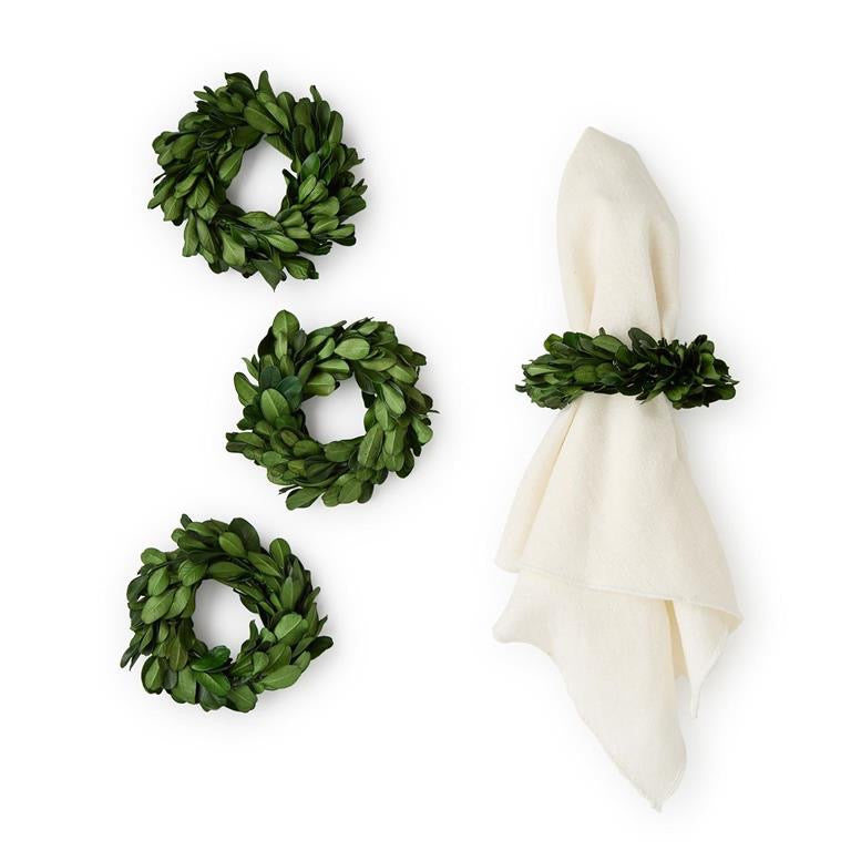 Preserved Boxwood Wreath Napkin Rings