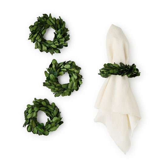 Preserved Boxwood Wreath Napkin Rings