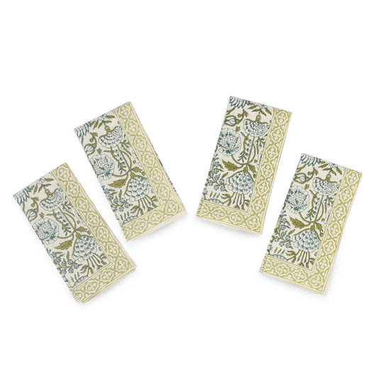 Fresh Foliage Block Print Cotton Napkins