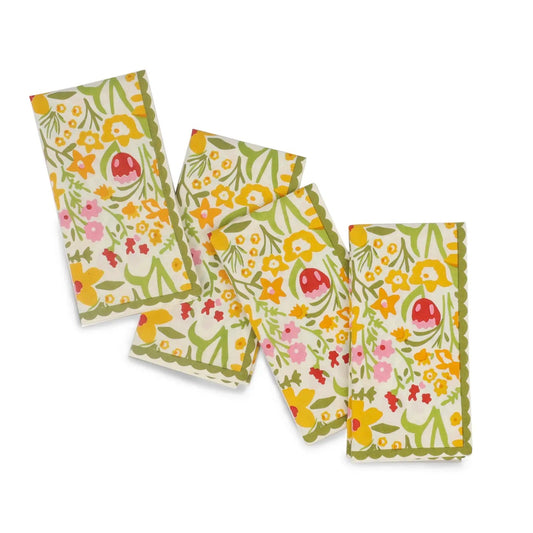 Spring Fling Block Print Cotton Napkins