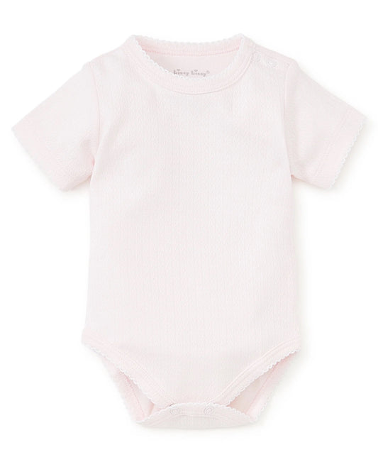 Pointelle Short Sleeve Bodysuit - Pink