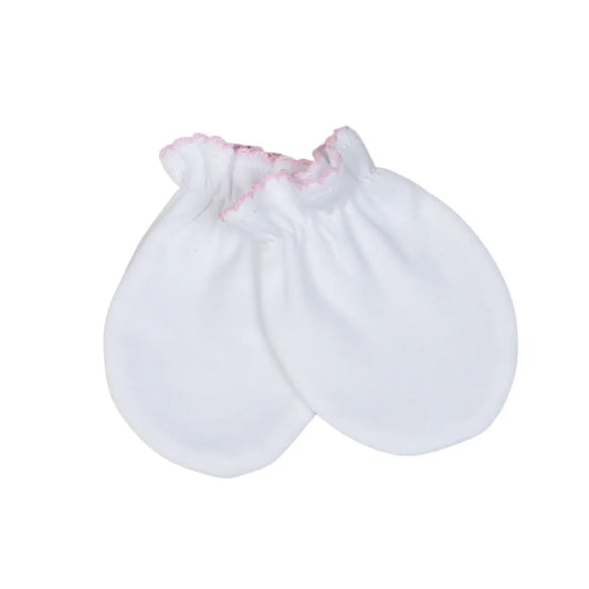White Mittens - Pink Trim
