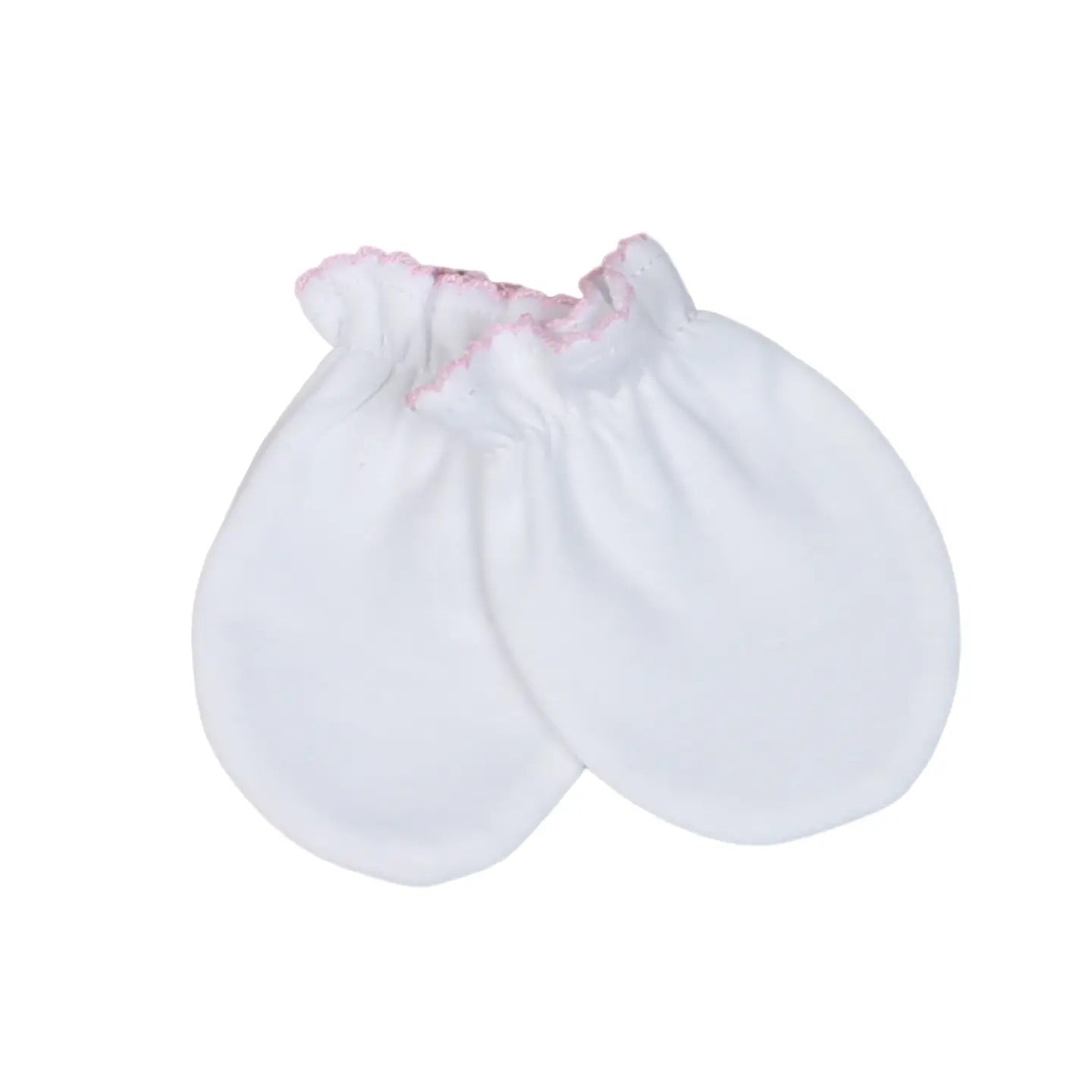 White Mittens - Pink Trim