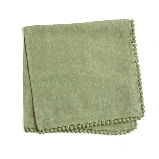 Lace Trimmed Cloth Napkin - Green