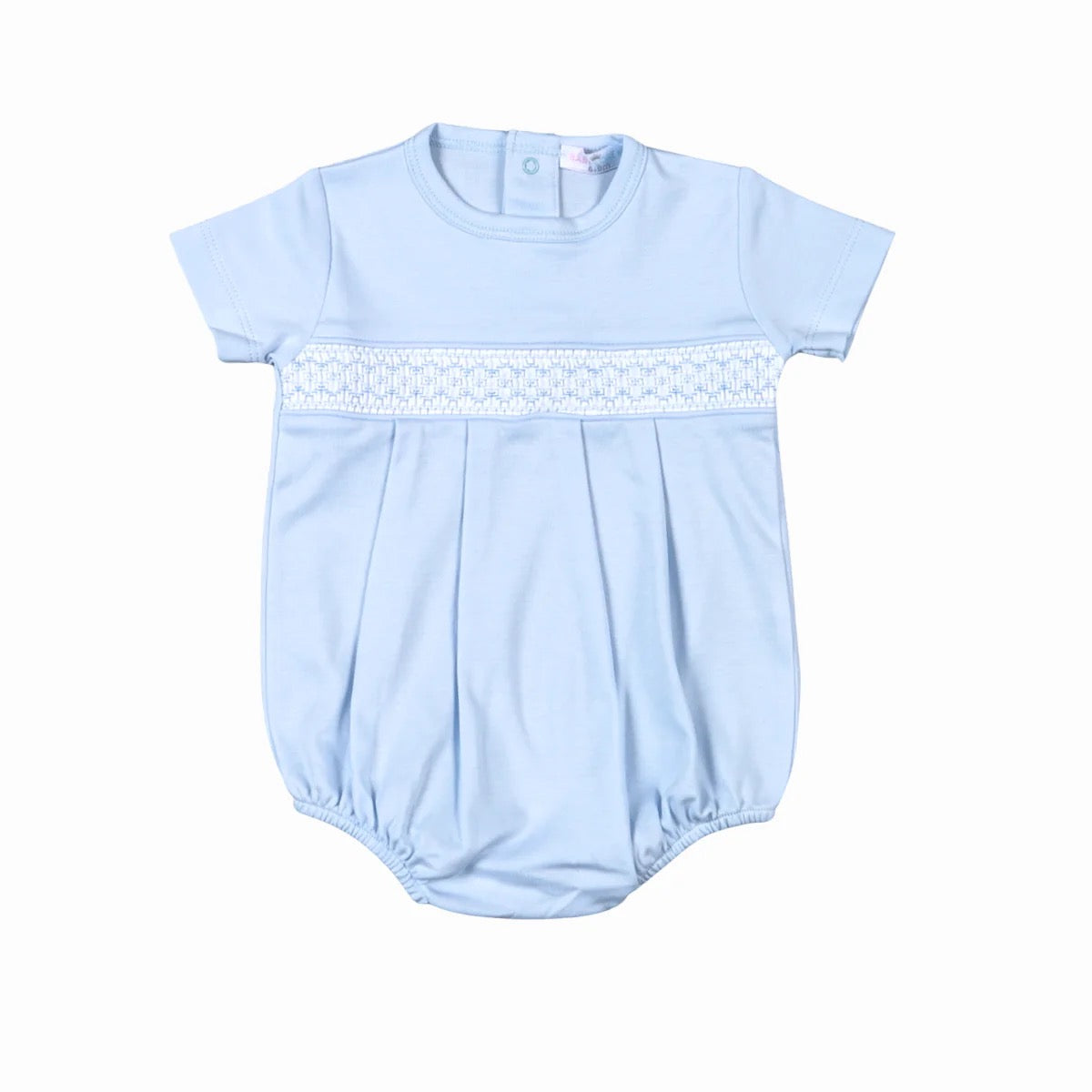 Blue Pima Hand Smocked Bubble