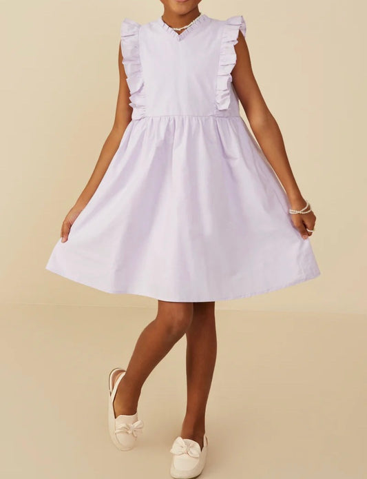V Neck Sleeveless Poplin Dress - Lavender
