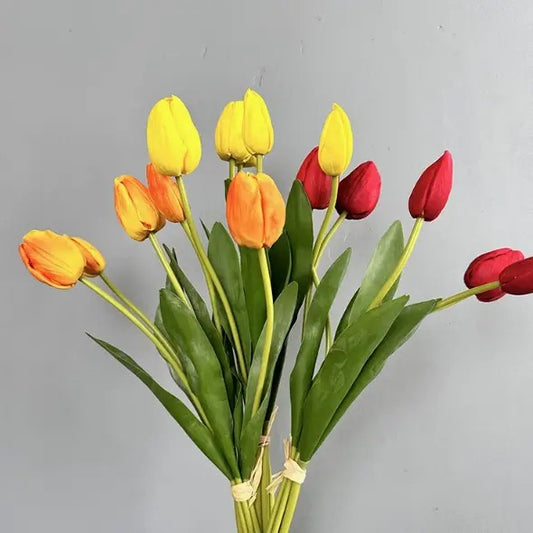 19'' Real Touch Tulips Bunch (yellow, orange, red)