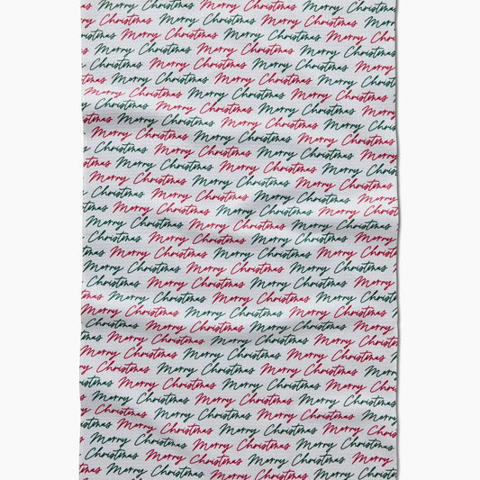 Merry Christmas Greetings Tea Towel