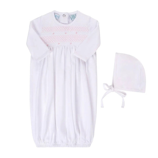 Smocked Bullion Gown with Hat - Pink