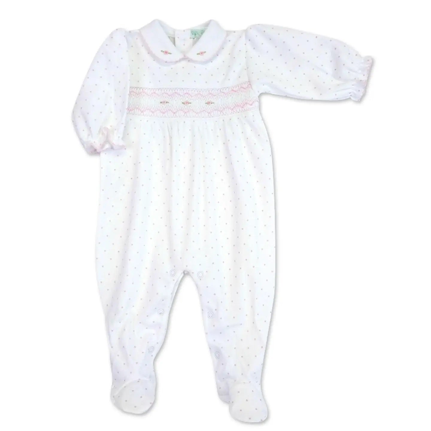 Rosebuds Smocked Pima Cotton Footie