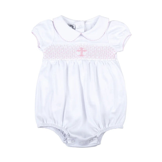 Cross Smocked Bubble - Pink