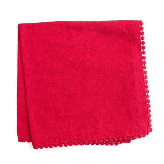 Lace Trimmed Cloth Napkin - Red