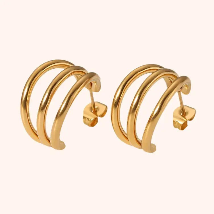 Trio Hoop Studs