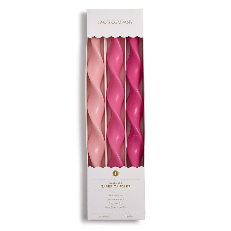Twist Taper Candles - Pink