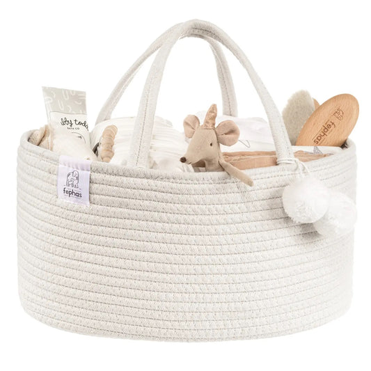 Rope Diaper Caddy- White