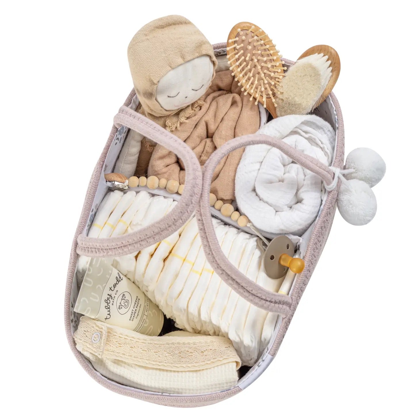 Rope Diaper Caddy- Pink