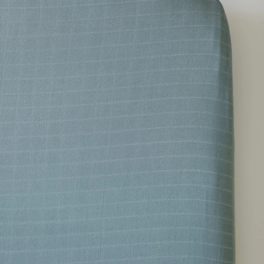 Dusty Blue Solid Bamboo Muslin Crib Sheet