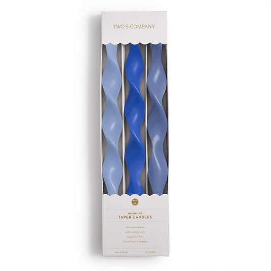 Twist Taper Candles - Blue