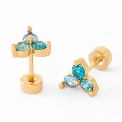Ombré Gem Stud Earrings - Blue