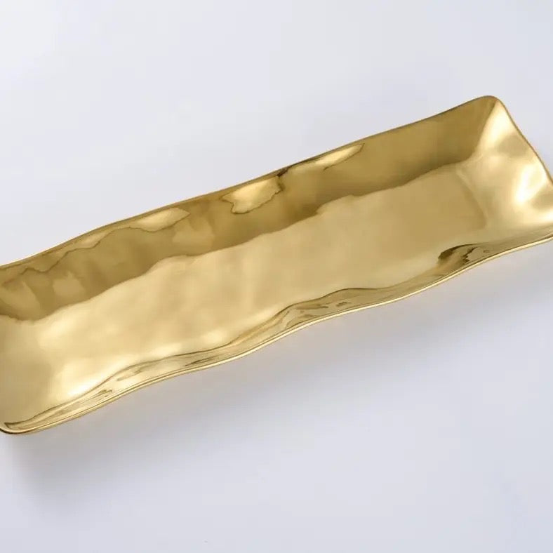 Gold Rectangular Serving Piece