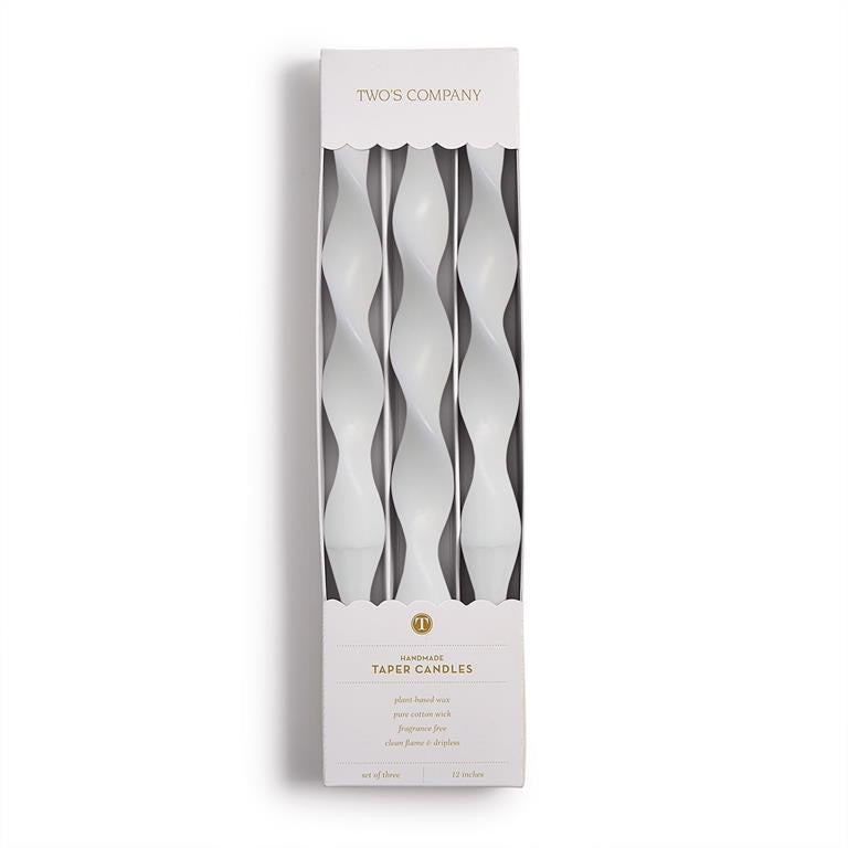 Twist Taper Candles - White
