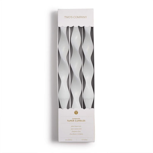 Twist Taper Candles - White