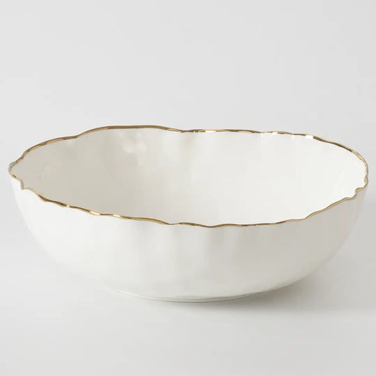 Large White/Gold Serving Bowl