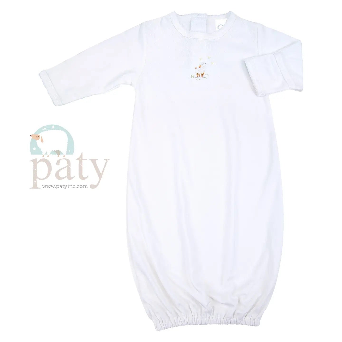 Pima Gown with Lamb Embroidery