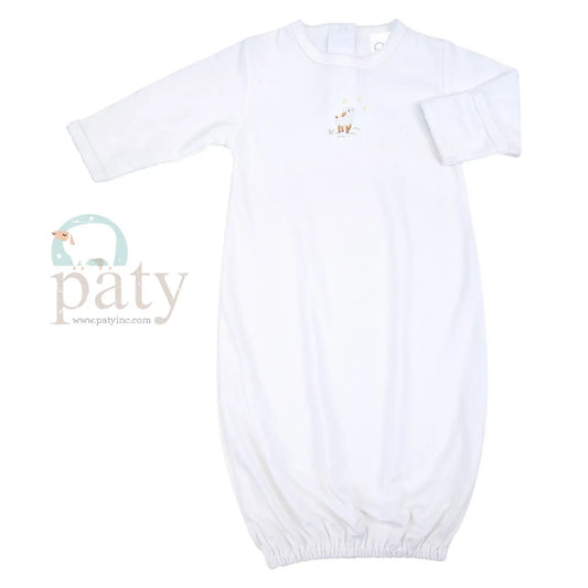 Pima Gown with Lamb Embroidery