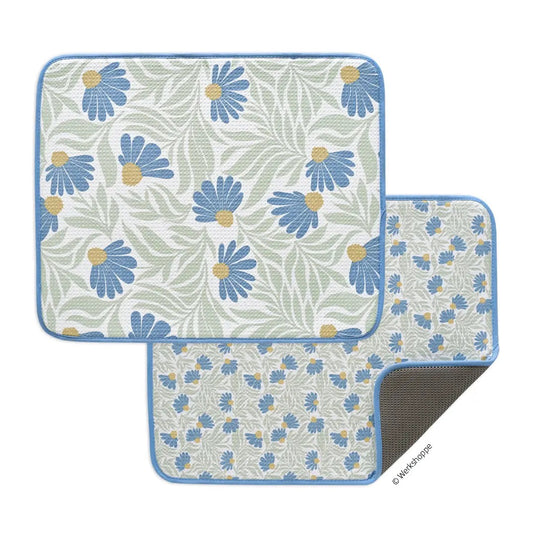 Blue Coneflower Dish Drying Mats, Set of 2