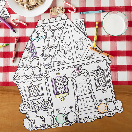 DIE-CUT GINGERBREAD HOUSE COLORING PLACEMAT