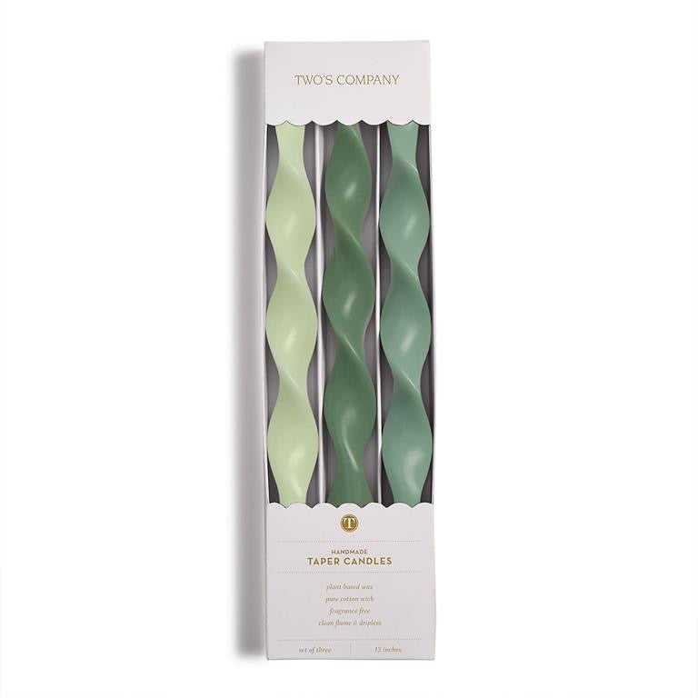 Twist Taper Candles - Green