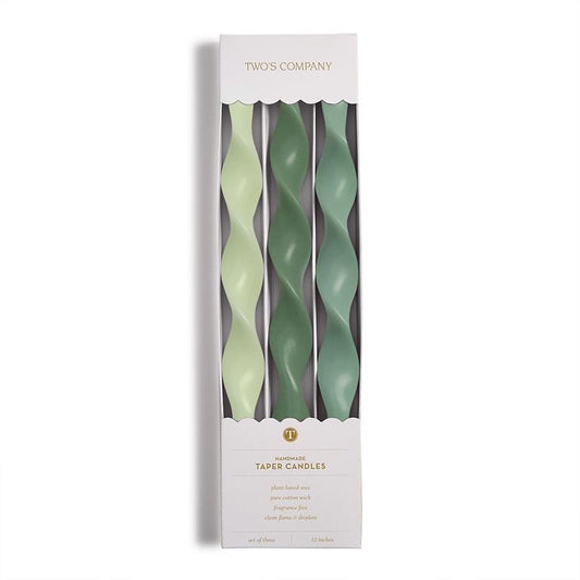 Twist Taper Candles - Green