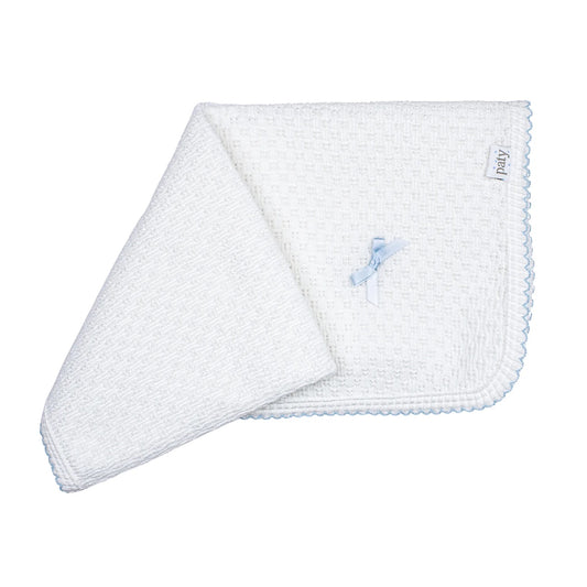 Paty Knit Receiving/Swaddle Blanket - Light Blue