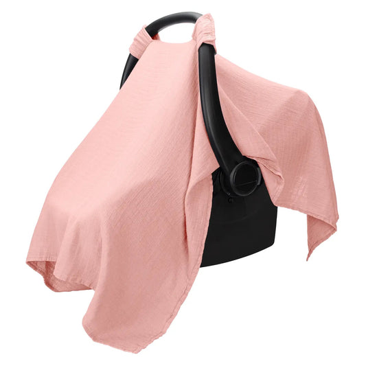 Muslin Car Seat Cover - Bold Blush